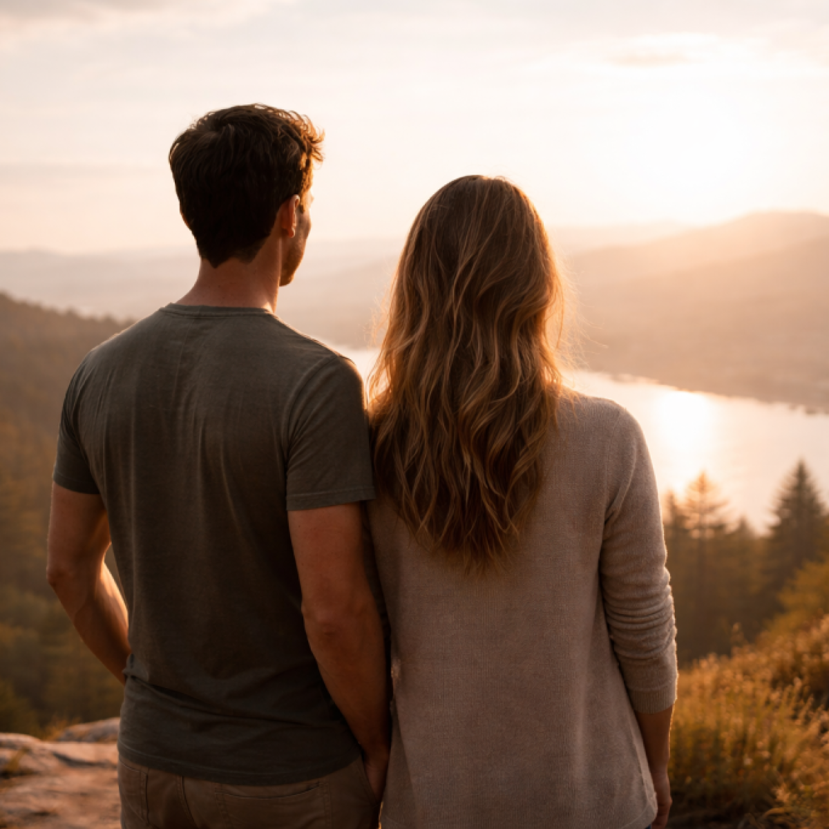Golden hour reflections on a hilltop