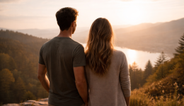 Golden hour reflections on a hilltop