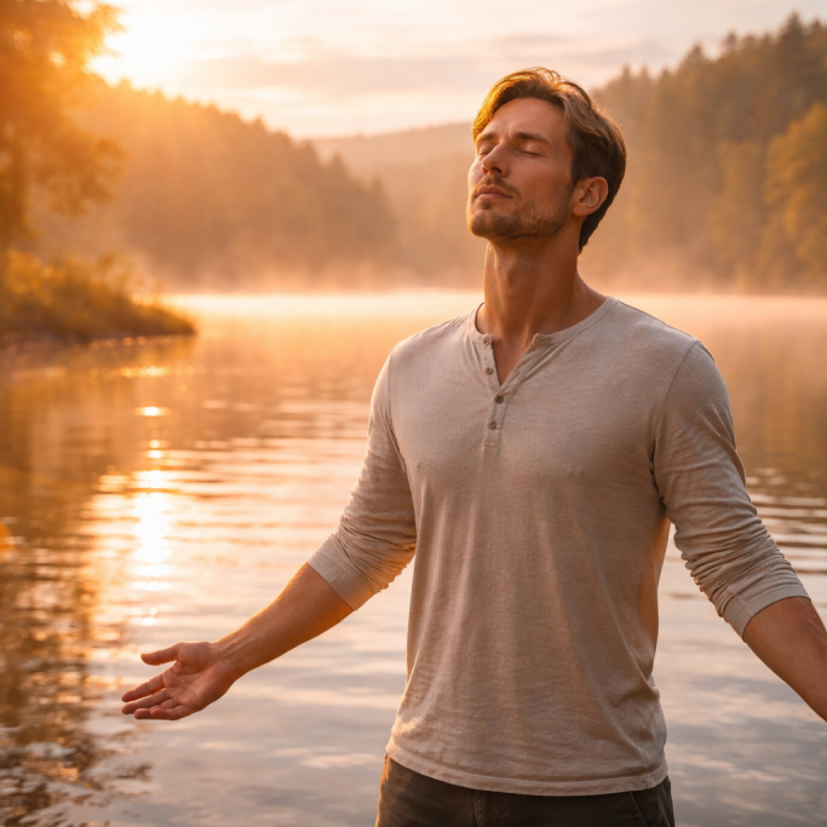 Serenity by the lake at dawn