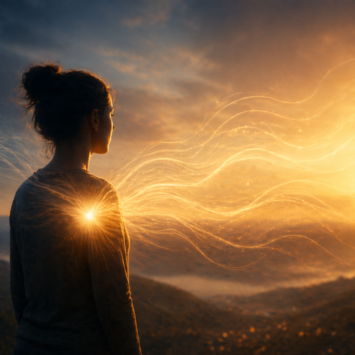 Person sensing energy or emotion before conscious awareness